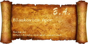 Blaskovics Apor névjegykártya